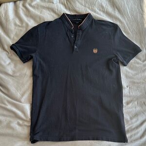 Men's Black Polo Shirt with Orange Trim